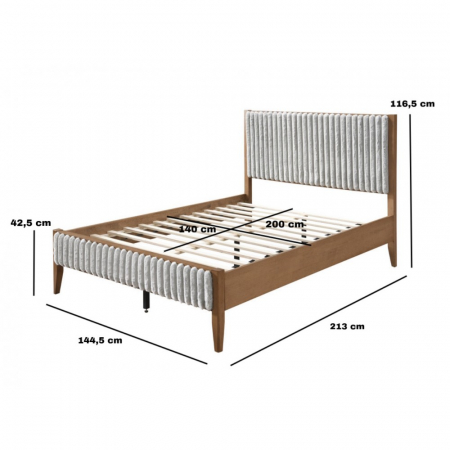 Pat tapitat din lemn Siera 140x200 culoare Gri [4]