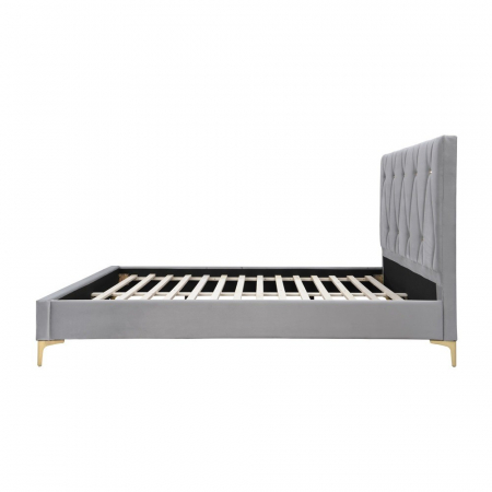 Pat tapitat Mervine, 160x200, cadru din lemn cu somiera fixa, culoare Gri [4]