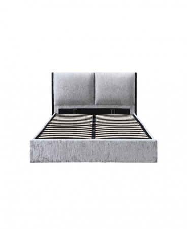 Pat tapitat Nordic, 160x200, cu somiera metalica rabatabila si spatiu de depozitare, culoare Gri [4]