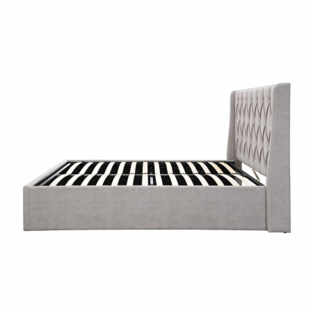 Pat tapitat Prestige 1, 180x200, cu somiera metalica rabatabila si spatiu de depozitare, culoare Crem [5]