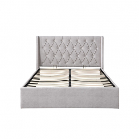 Pat tapitat Prestige 1, 180x200, cu somiera metalica rabatabila si spatiu de depozitare, culoare Crem [2]