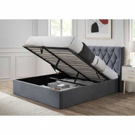 Produse - Pat tapitat Prestige 1 180x200 spatiu de depozitare culoare Gri