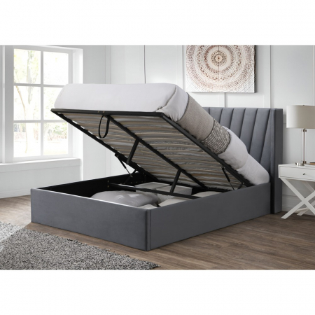 Produse - Pat tapitat Prestige 2 160x200 spatiu de depozitare culoare Gri