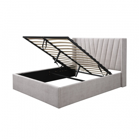 Pat tapitat Prestige 2, 180x200, cu somiera metalica rabatabila si spatiu de depozitare, culoare Crem [4]