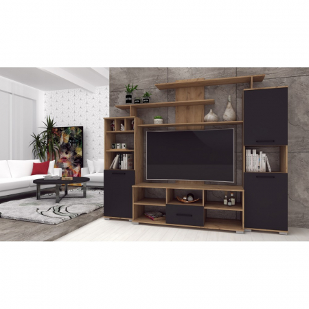 Produse - Set living Geo , 247x45x210 cm, stejar k003 / antracit