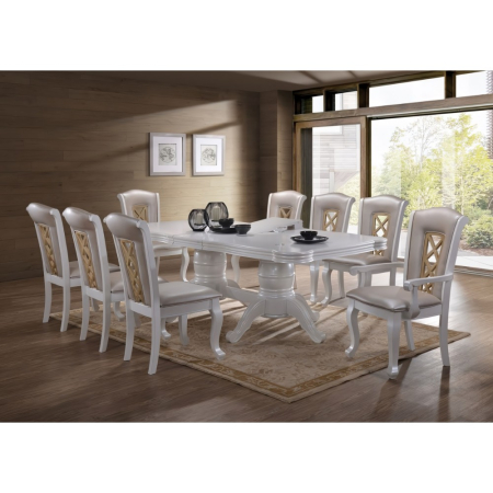 Mese si Scaune - Set masa 3514T + 6 Scaune AC3514 + 2 Scaune AC3514AC ALB