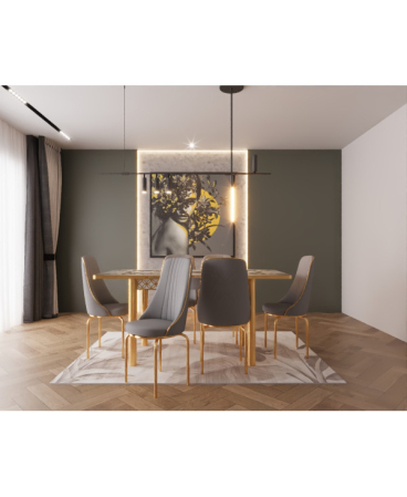 SET MASA 6 SCAUNE ALTIN 4, GRI [2]