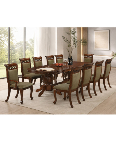 Mese si Scaune - Set masa ACELIA cu 10 Scaune Antique Cherry