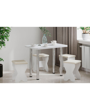 MOBILIER BUCATARIE - Set Masa bucatarie KC-9 UA + 4 Scaune, alb
