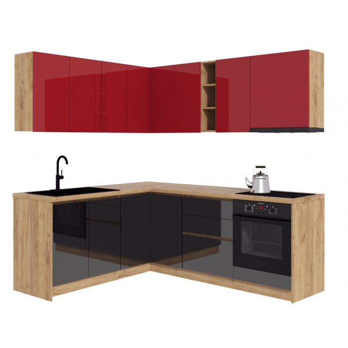 Bucatarie colt CHELSEA V1 rosu + gri antracit [2]