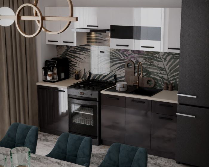 Bucatarie DARIA 2,4M alb+gri antracit [3]