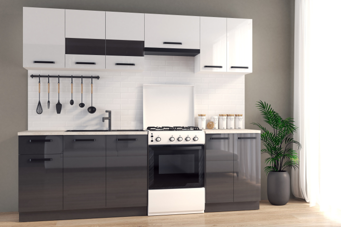 Bucatarie DARIA 2,4M alb+gri antracit [4]