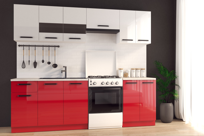 Bucatarie DARIA 2,4m alb+rosu [3]