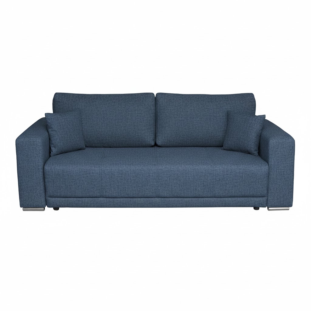 Canapea BERNA B extensibila 3 locuri cu lada depozitare stofa albastra Neve 74 [2]