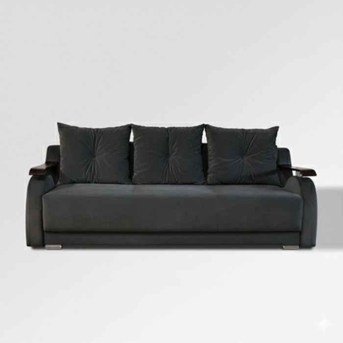 CANAPEA ORIENT extensibila 140 stofa plusata gri inchis Herbi 30 [2]