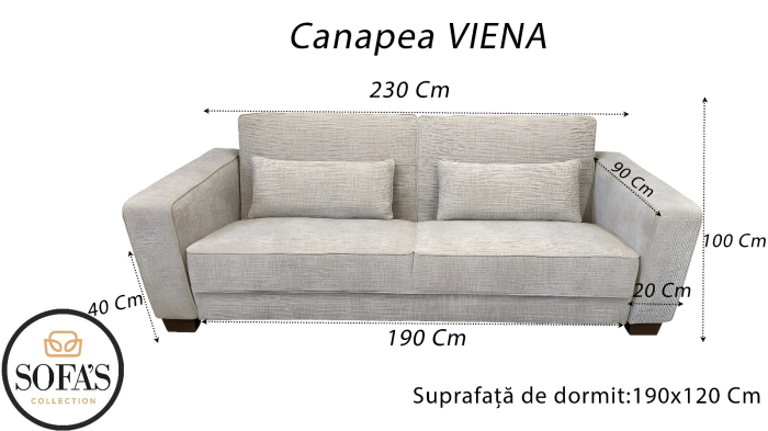 CANAPEA VIENA extensibila stofa maro deschis Austin 3 [7]