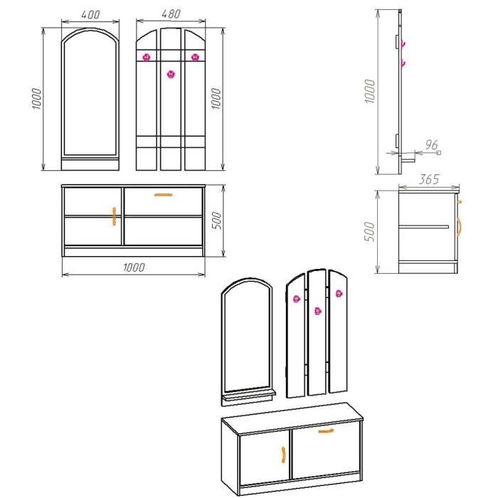Cuier OLGA stejar gri craft k002 [4]
