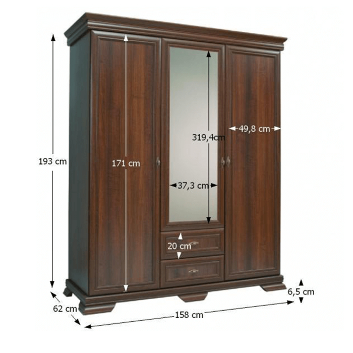 Dormitor Kora dulap 3 usi nuc [4]