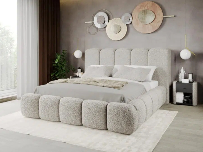 DORMITOR NOEL cu dulap cu 4 usi batante si oglinda si pat tapitat [2]