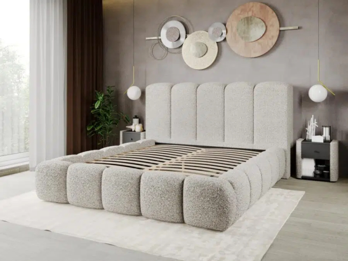 DORMITOR NOEL cu dulap cu 4 usi batante si oglinda si pat tapitat [3]