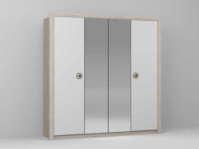 DORMITOR NOEL cu dulap cu 4 usi batante si oglinda si pat tapitat [4]