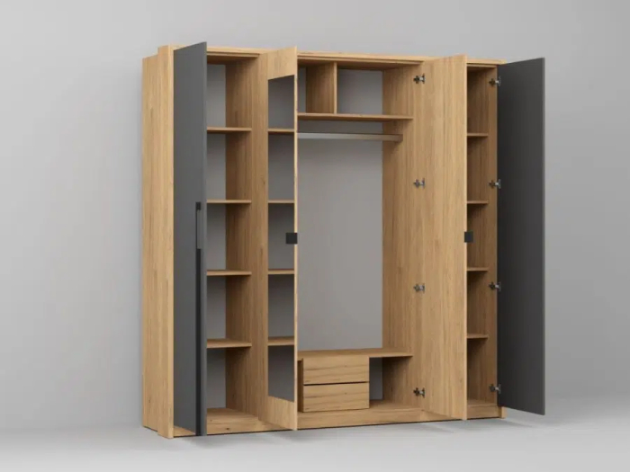 DORMITOR PERO cu dulap cu 4 usi batante si oglinda si pat tapitat [3]