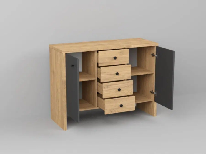 DORMITOR PERO cu dulap cu 4 usi batante si oglinda si pat tapitat [5]