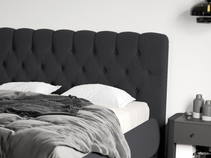 PAT tapitat MEGA catifea gri inchis cu somiera fixa [3]