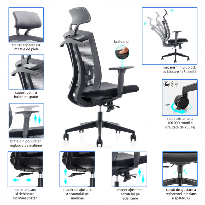 Scaun birou KOBE H [10]