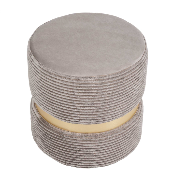 Taburet RING cu inel auriu stofa bej deschis L46 [2]