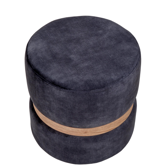 Taburet RING catifea gri cu inel stejar [3]