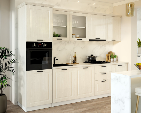 Set bucatarie - bucatarie-atena-3m-mdf-infoliat-lemn-alb-cornise-decorative-mobilaactu