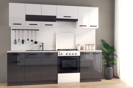 Bucatarie DARIA 2,4M alb+gri antracit [3]