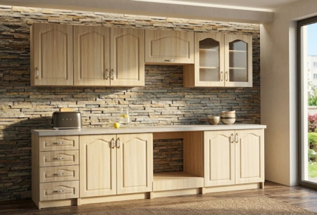 Set bucatarie - bucatarie olea mesteacan 2,6m cu spatiu cuptor mobila actual barlad