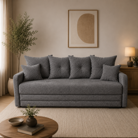 Canapele 3 locuri extensibile - canapea-basic-3locuri-brat-ingust-gri-mobila-actual-barlad