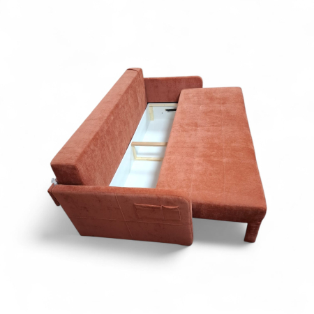 CANAPEA BASIC BRAT INGUST 3 LOCURI extensibila stofa plusata caramizie Wind 52 [3]