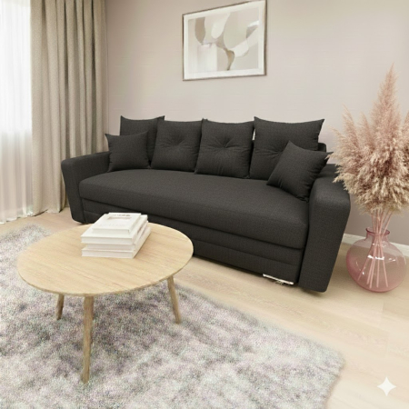 Canapele - CANAPEA BASIC BRAT LAT extensibila stofa plusata gri inchis Paradiso Charcoal