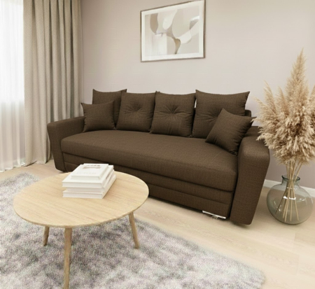 CANAPEA BASIC BRAT LAT extensibila stofa plusata maro Wind 22