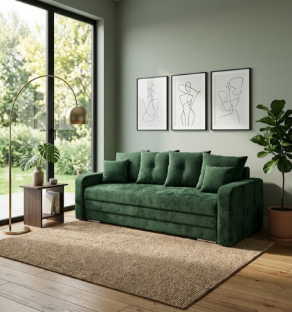 Canapele 3 locuri extensibile - canapea-basic-3locuri-verde-extensibila-mobila-actual-barlad