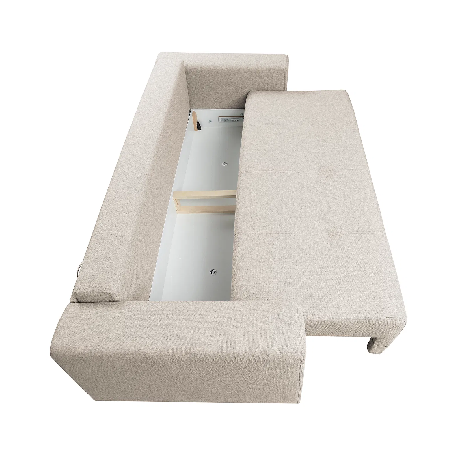 Canapea BERNA B extensibila 3 locuri cu lada depozitare stofa gri Neve 90 [7]