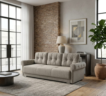 Canapele 3 locuri extensibile - canapea-extensibila-catinca-3locuri-stofa-bej-mobila-actual-barlad