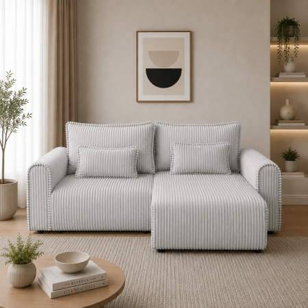 Canapele 3 locuri extensibile - canapea-coltar-bella-extensibil-gri-deschis-mobila-actual-barlad