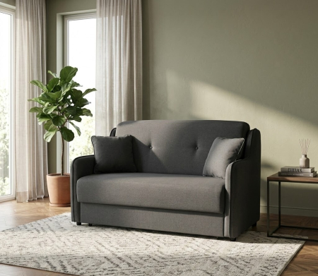 Canapele 2 locuri extensibile - Canapea Gala 2 locuri extensibila stofa gri inchis