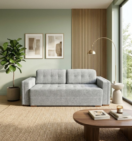 Canapele 3 locuri extensibile - CANAPEA GAUDI extensibila stofa gri Aragon 90