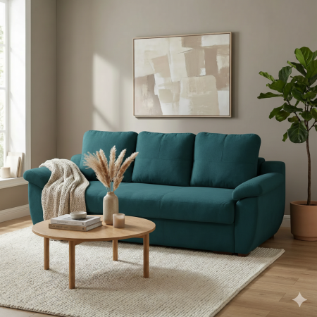 Canapele - CANAPEA HAVANA extensibila stofa plusata turcoaz Collins Indi