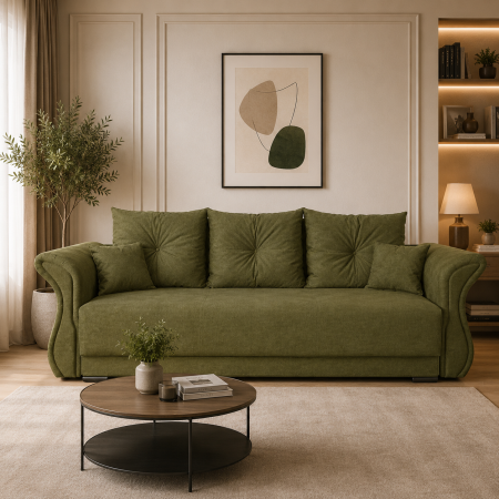 Canapele 3 locuri extensibile - canapea-extensibila-iris-verde-mobila-actual-barlad