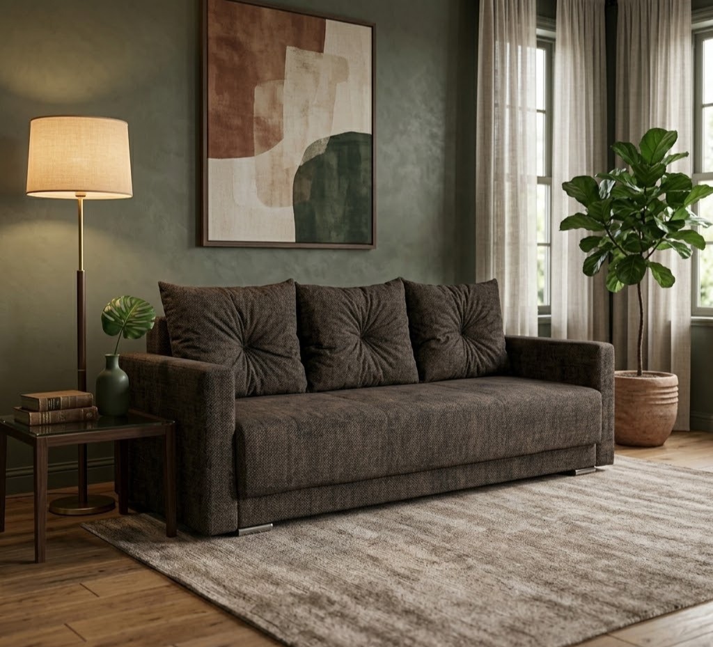 Canapele 3 locuri extensibile - canapea liuba extensibila stofa maro magazin mobila actual barlad