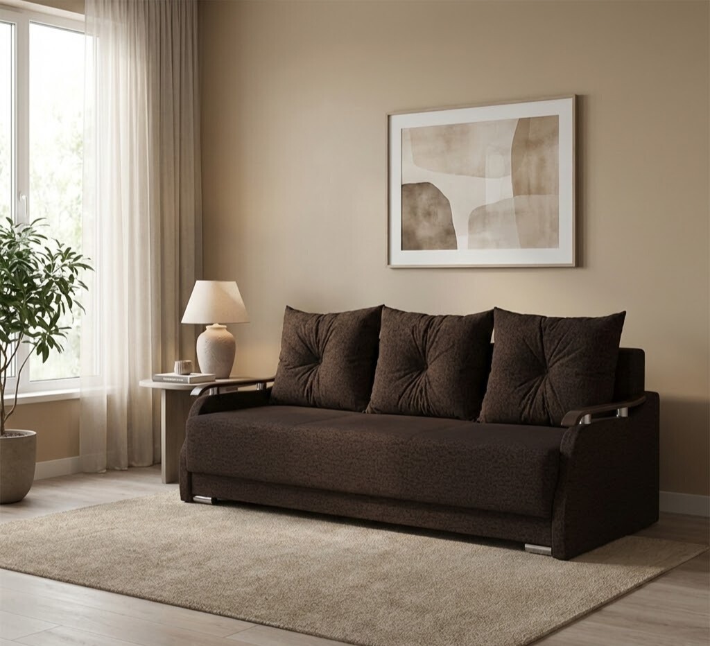 Canapele - canapea-modena-3locuri-extensibila-stofa-maro-mobila-actual-barlad