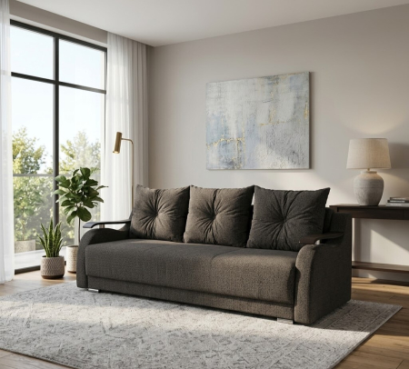 Canapele 3 locuri extensibile - canapea-orient-extensibila-stofa-maro-magazin-mobila-actual-barlad vaslui