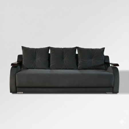 CANAPEA ORIENT extensibila 140 stofa plusata gri inchis Herbi 30 [1]